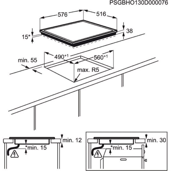 Plita incorporabila Electrolux EHF6240XXK, Vitroceramica; 4 zone de gatit; Control touch; Rama inox XL; 60 cm; Neagra