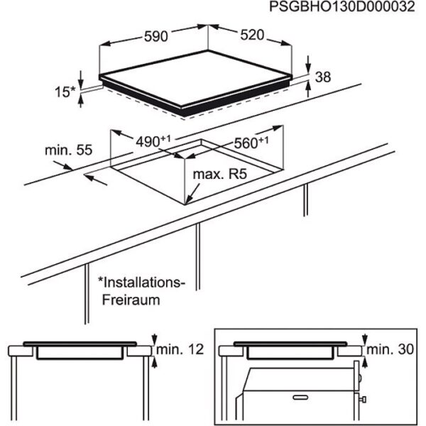 Plita incorporabila Electrolux EHF6343FOK , Vitroceramica; 4 zone de gatit (1 zona dubla si 1 zona tripla ); Control touch; 60 cm; Neagra