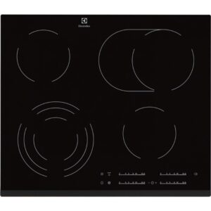 Plita incorporabila Electrolux Vitroceramic EHF6547FXK, 4 zone electrice, Oval zone, Circuit triplu rotund, 60 cm, Sticla neagra