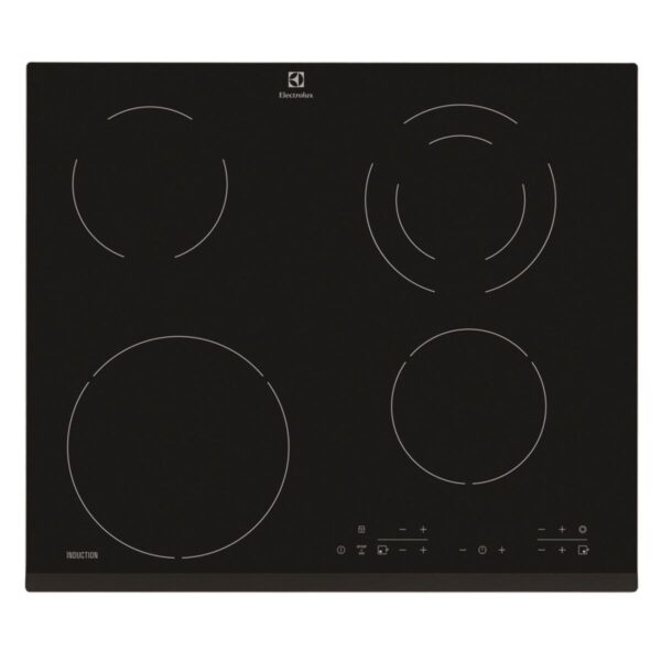 Plita incorporabila Electrolux Combi EHG46341FK, 4 zone (2 inductie 2 electrice), Circuit dublu rotund, 59 cm, Sticla neagra