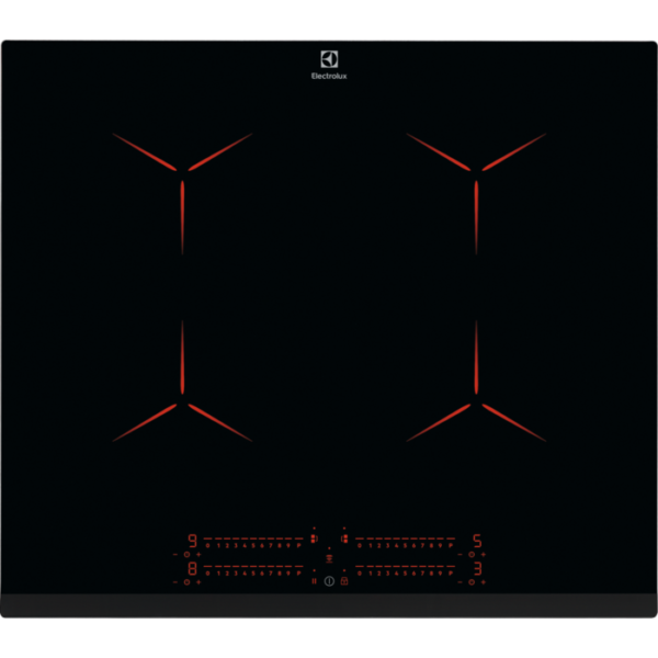Plita incorporabila cu inductie Electrolux EIP6446, 4 zone de gatit, Control touch, Booster, Timer, Oprire automata, Conectivitate hota, Detectarea vaselor, Child lock, Functie pauza, 59 cm, Negru