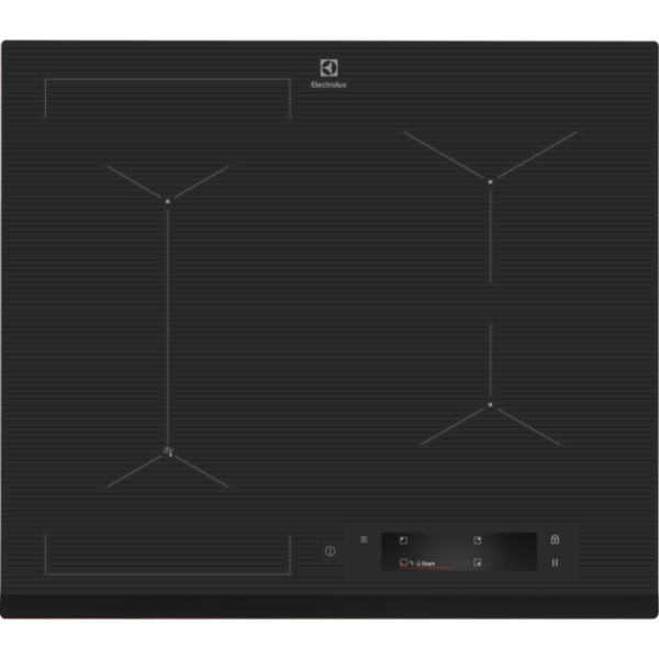 Plita incorporabila cu inductie Electrolux EIS6448, 4 zone de gatit, Gatire asistata SenseFry, Ecran TFT, Control touch, Booster, Conectivitate hota, Timer, Oprire automata, Detectare vase, Blocare de siguranta pentru copii, Functie punte stanga, Functie pauza, Latime 59 cm, Negru