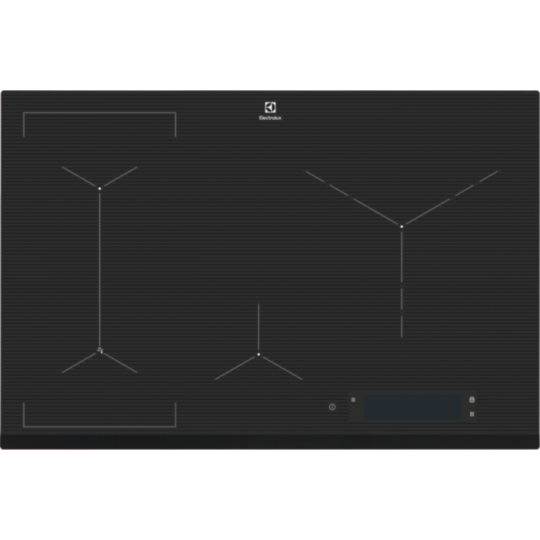 Plita incorporabila Electrolux EIS84486, 5 Arzatoare, Control touch, Left Bridge, 78 cm, Sticla neagra