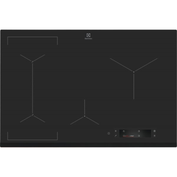 Plita incorporabila cu inductie Electrolux EIS8648, Gatire asistata SensePro, Ecran TFT, Control touch; Booster, Conectivitate hota, Functie punte stanga, Timer, Oprire automata, Blocare de siguranta pentru copii, Semnal acustic, Functie pauza, 78 cm, Negru