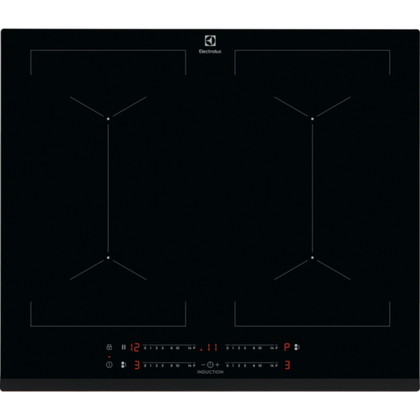 Plita incorporabila Electrolux EIV644, Inductie, 4 Arzatoare, Control touch, 60 cm, Sticla neagra