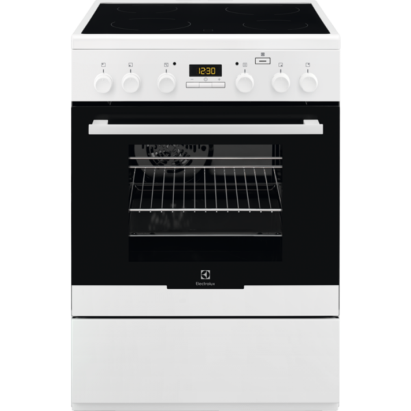 Aragaz Electrolux EKC64900OW, electric, 4 zone de gatit, grill, display, autocuratare catalitica, plus steam, 60x60 cm, alb