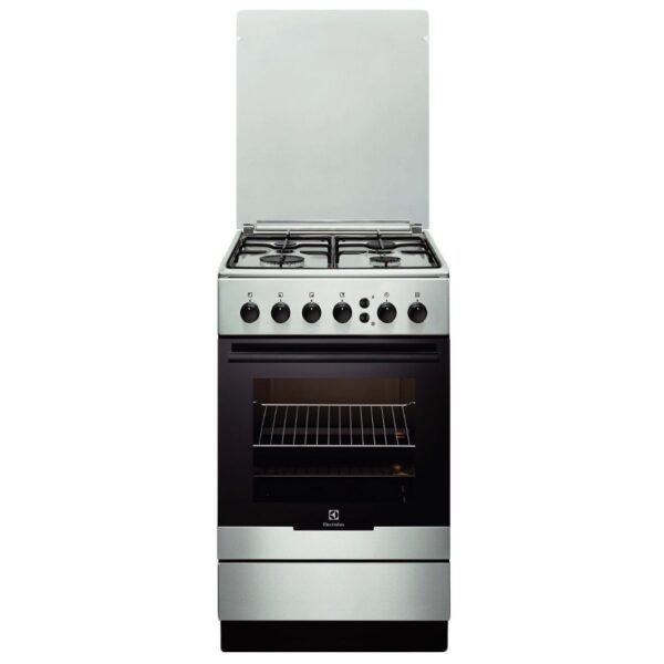 Aragaz Electrolux EKG51153OX, Gaz, 4 Arzatoare, Aprindere integrata plita, Grill, 50x60 cm, Inox