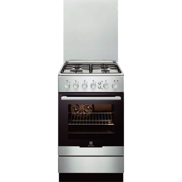 Aragaz Electrolux EKG51351OX, Gaz, 4 Arzatoare, Aprindere integrata plita, Grill, Curatare catalitica, 50x60 cm, Inox