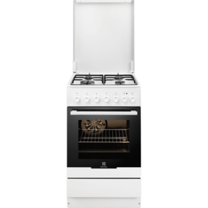 Aragaz mixt Electrolux EKK51550OW, 4 arzatoare gaz, Cuptor electric multifunctional (6 functii), Grill, 57 litri, 50x60 cm, Alb