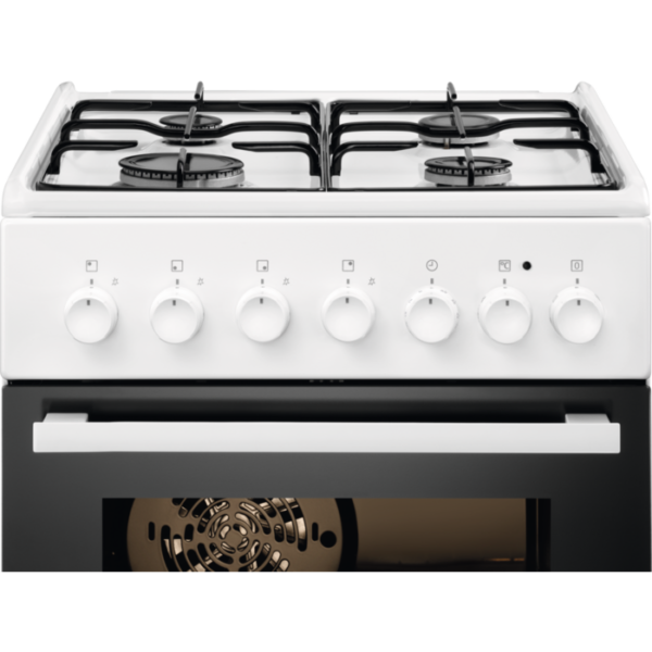 Aragaz mixt Electrolux EKK51550OW, 4 arzatoare gaz, Cuptor electric multifunctional (6 functii), Grill, 57 litri, 50x60 cm, Alb