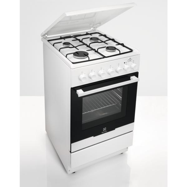 Aragaz Electrolux EKK52950OW 50x60 cm, Mixt, 4 arzatoare gaz, Cuptor electric multifunctional (11 functii), Plus Steam -gatire cu abur, Grill electric, 57 l, Alb