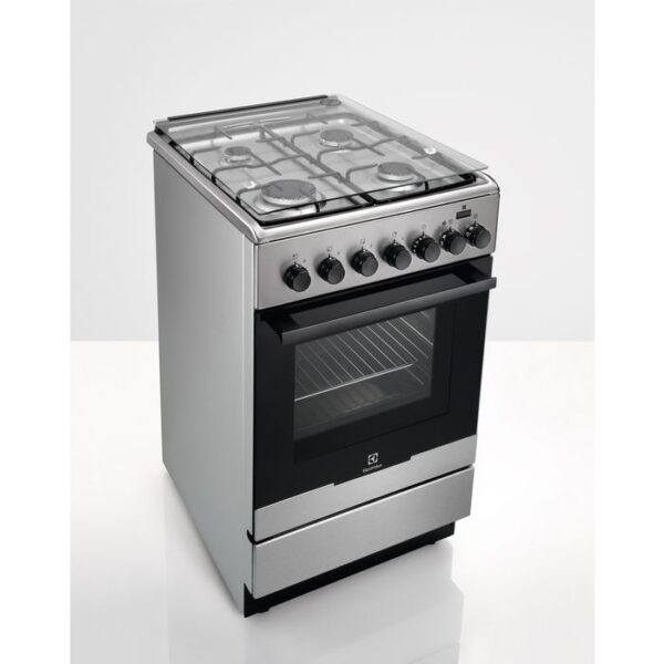 Aragaz Electrolux EKK52950OX 50x60 cm, Mixt, 4 arzatoare gaz, Cuptor electric multifunctional (11 functii), Plus Steam -gatire cu abur, Grill electric, 57 l, Inox