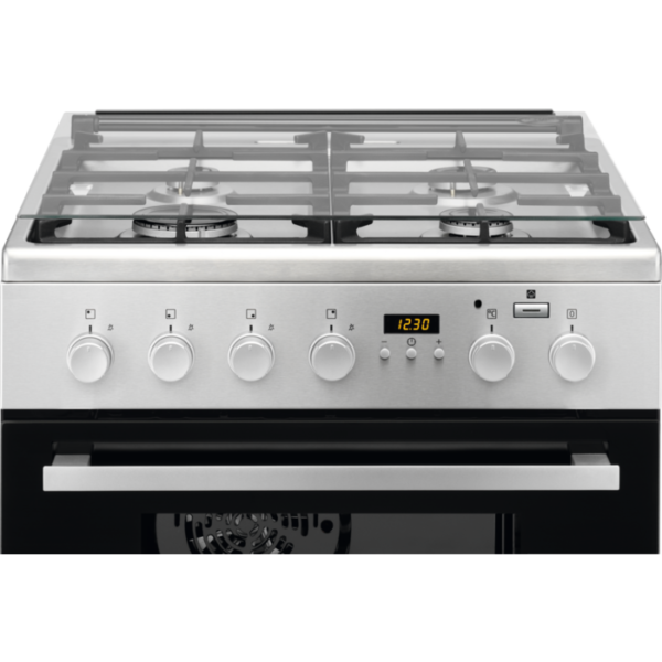 Aragaz mixt Electrolux EKK64982OX, 4 arzatoare gaz, cuptor electric, 58 l, 60x60 cm, display, inox