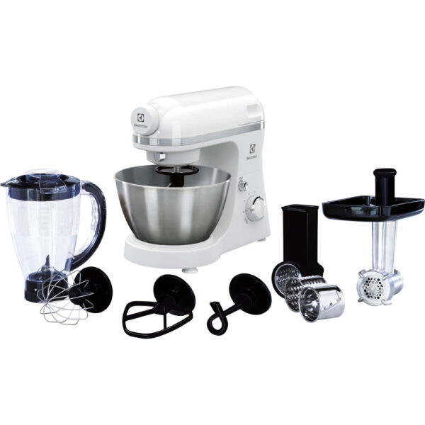 Robot de bucatarie Electrolux EKM3710, 800 W, Bol inox 4,1 l, Masina de tocat, Blender, Alb