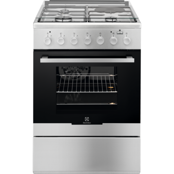 Aragaz mixt Electrolux EKM64900OX, 3 arzatoare gaz + 1 electric, 58 L, Plus Steam, Cuptor electric, 60 cm, Inox