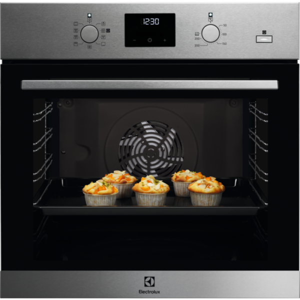 Cuptor incorporabil multifunctional Electrolux EOD3C50TX, Electric, 72 L, 8 functii gatire, SteamBake (gatire cu abur), Convectie, Autocuratare catalitica, Timer cu display electronic, Grill, Butoane retractabile, Clasa A, Inox