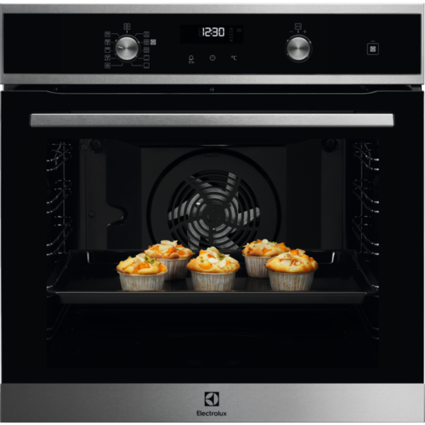 Cuptor incorporabil multifunctional Electrolux SteamBake EOD6P60X, 72L, 9 functii gatire, Autocuratare pirolitica, Afisaj LED, Grill, Clasa A+, Inox/Negru