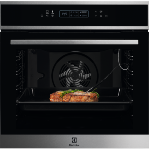 Cuptor incorporabil multifunctional Electrolux EOE8P31X, Electric, 72 L, 17 functii, Convectie, Autocuratare pirolitica, Touch control, Afisaj digital, Retete predefinite, Grill, Sonda temperatura, Clasa A+, Panel frontal cu insertie de sticla, Inox/Negru