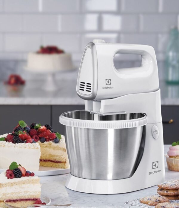 Mixer cu bol Electrolux ESM3300, 450 W, 5 setari viteza, bol inox 3.5l, Alb+silver