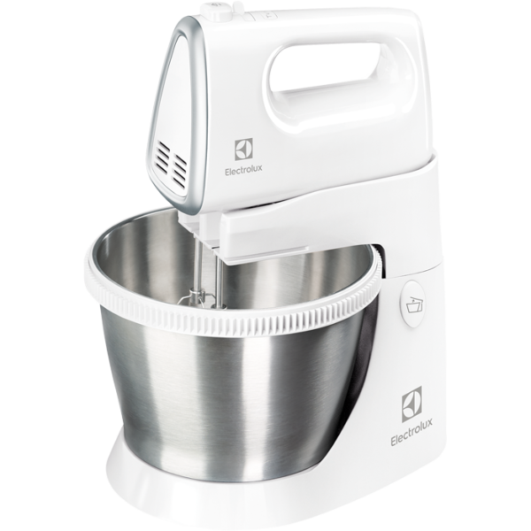 Mixer cu bol Electrolux ESM3300, 450 W, 5 setari viteza, bol inox 3.5l, Alb+silver