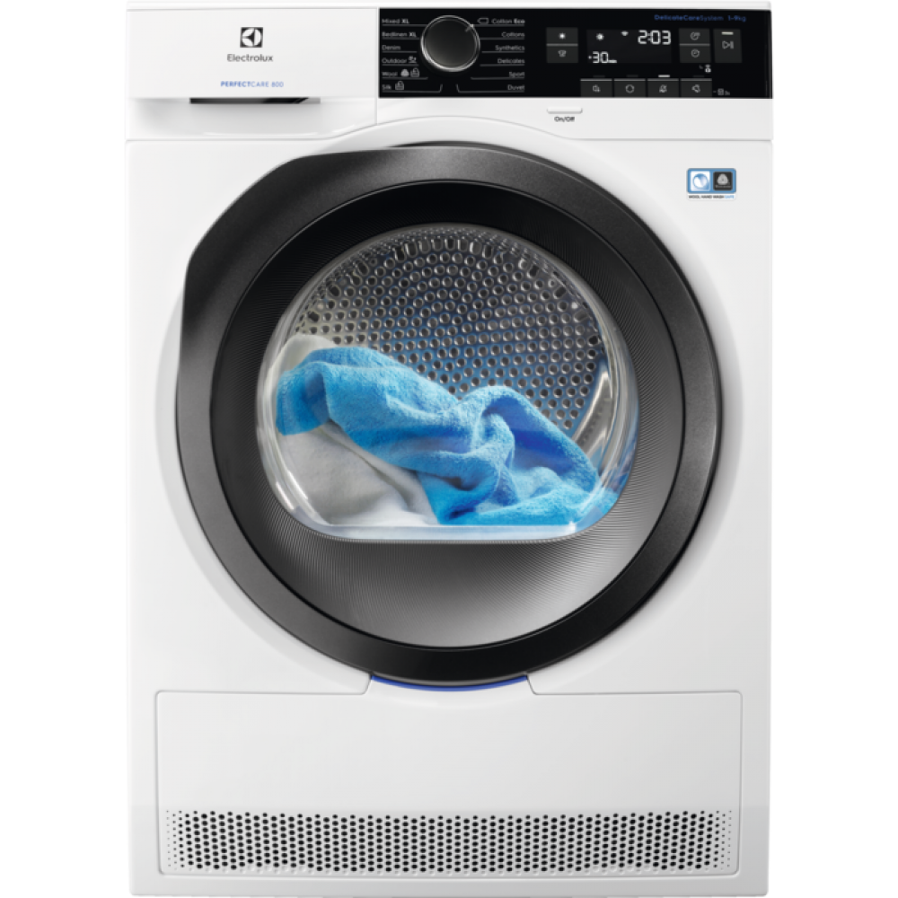 Uscator de rufe Electrolux EW8H259ST, Pompa de caldura, 9Kg, Clasa A++, Display, Inverter, Alb