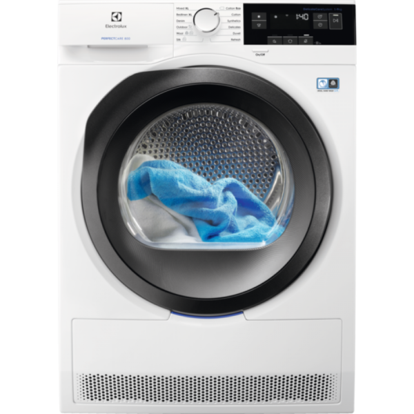 Uscator de rufe cu pompa de caldura Electrolux EW8H359S, 9 kg, Clasa uscare B, afisaj Touch LCD, Alb