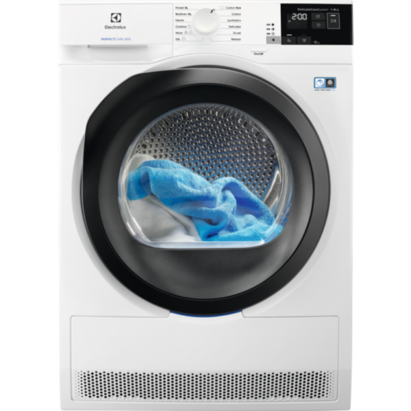 Uscator de rufe Electrolux EW8H458B, Condensare si pompa de caldura, 8 kg, A++, Alb