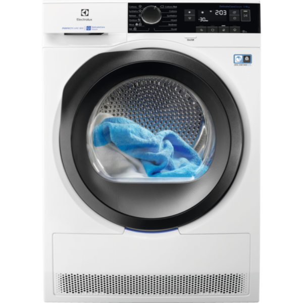 Uscator de rufe cu pompa de caldura Electrolux EW8HS259S, 9 kg, Clasa energetica A++, afisaj Touch LCD, Alb