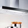 Hota Franke Crystal FCR 925 TC BK XS Glass Black Steel, Semineu dreapta, Intensiv 690 m3/h, 90 cm, Sticla neagra/Inox