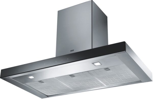 Hota Franke Crystal FCR 925 TC BK XS Glass Black Steel, Semineu dreapta, Intensiv 690 m3/h, 90 cm, Sticla neagra/Inox