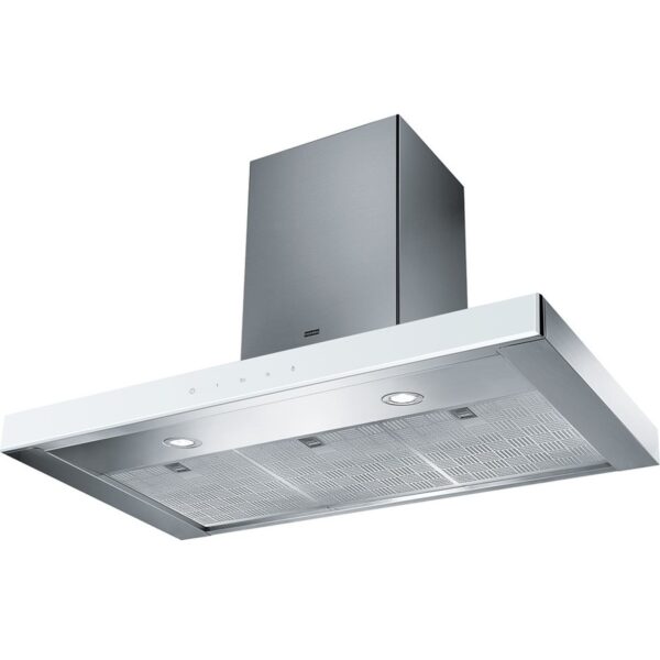 Hota Franke Crystal FCR 925 TC WH XS Glass White Steel, Semineu dreapta, Intensiv 690 m3/h, 90 cm, Sticla alba/Inox