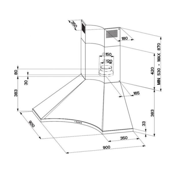 Hota Franke Design Plus - FDPA 904 XS Corner Inox Satinat, Decorativa colt, 620 m3/h, 90 cm