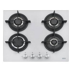 Plita incorporabila Franke Crystal White FHCR 604 4G HE WH C, 4 arzatoare gaz, 59 x 51 cm, Gratare fonta, Sticla alba