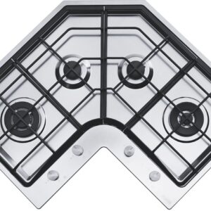 Plita incorporabila Franke Angolo - Neptune FHNE COR 4 3G TC XT C , 4 arzatoare pe gaz , Aprindere electronica, Control frontal, Gratare din fonta, 83x83 cm, Inox
