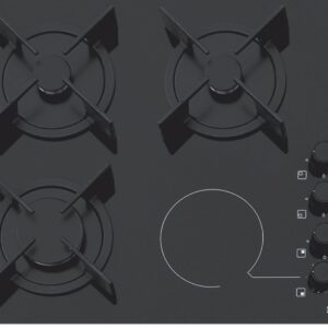 Plita incorporabila Franke Mixt Glass FHX 604 3G 1C BK C, Mixt, 4 zone (3 gaz/1 electric), 59 x 51 cm, Gratare fonta, Butoane lateral dreapta, Sticla neagra