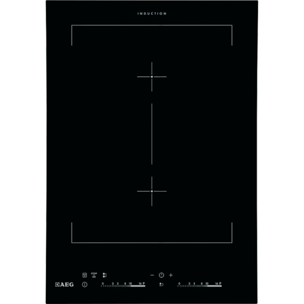 Plita incorporabila AEG Domino Crystal Line HC452401EB, 1 arzator prin inductie, Touch Control, 36 cm, Sticla neagra