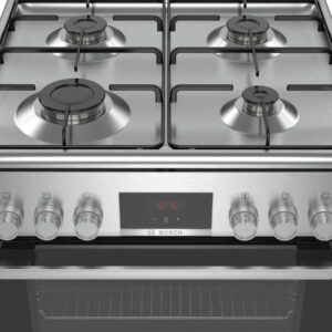 Aragaz Bosch HXN39AD50, Mixt, 4 arzatoare gaz, Cuptor electric, 7 Functii, Display, Inox
