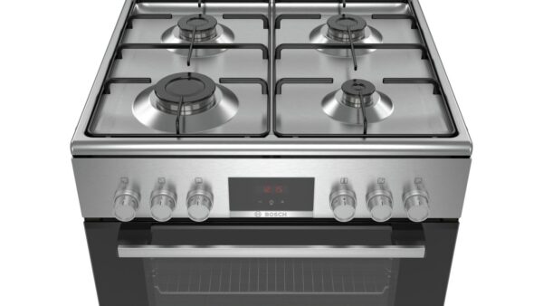 Aragaz Bosch HXN39AD50, Mixt, 4 arzatoare gaz, Cuptor electric, 7 Functii, Display, Inox