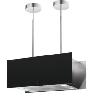 Hota insula Electrolux KFIA19R, 700 mc/h, Latime, 90 cm, 1 motor, 3 viteze+intensiv, 1 filtru de aluminiu lavabil, Control electronic, Conectivitate plita, Telecomanda, Filtru de carbon inclus, Negru mat