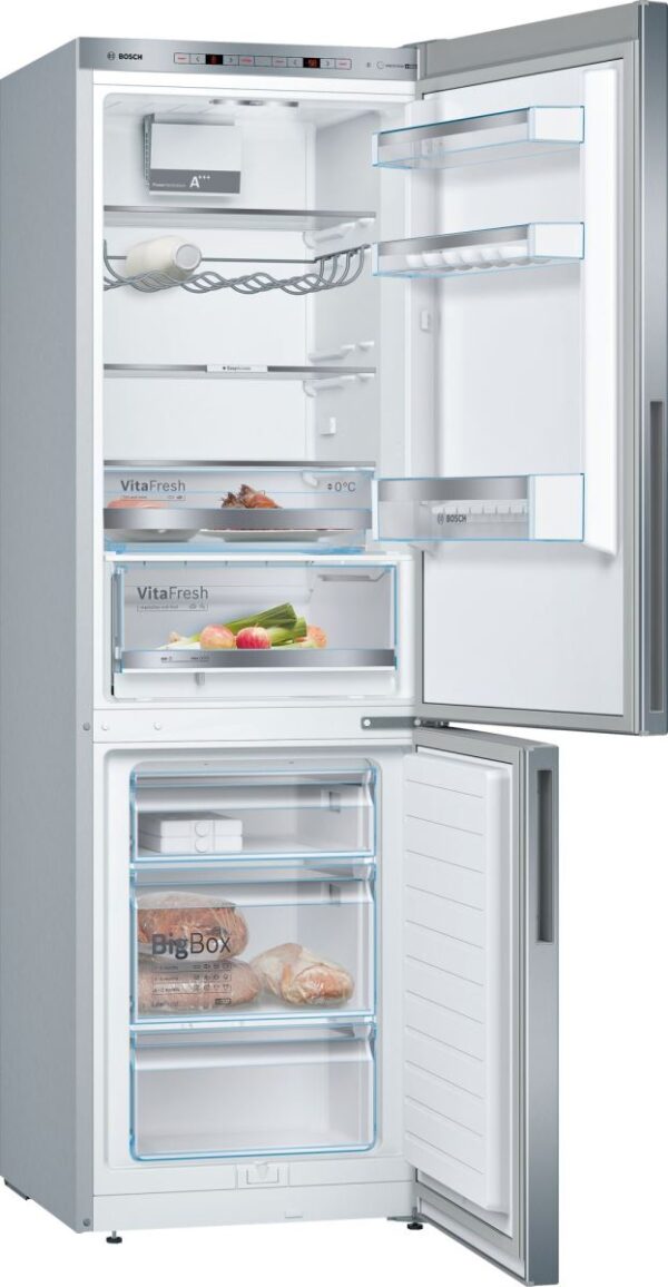 Combina frigorifica Bosch KGE36VL4A, Low Frost, 302 l, A+++, VitaFresh, ChillerBox, H 186 cm, Inox Look