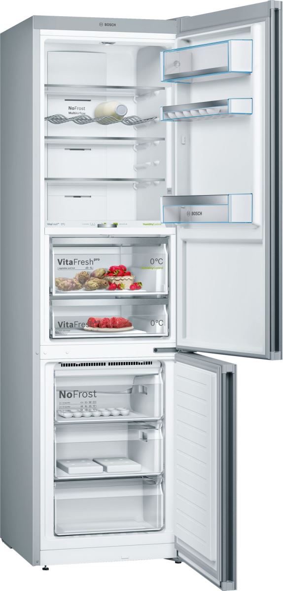 Combina frigorifica Bosch KGF39SW45, No Frost, 343 l, Clasa A+++, H 203 cm, Sticla alba