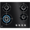 Plita incorporabila Electrolux KGG6437K, Gaz, 4 Arzatoare, WOK, Gratare fonta, 60 cm, Sticla neagra