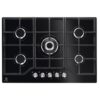 Plita incorporabila Electrolux KGG7536K, Gaz, 5 Arzatoare, WOK, Gratare fonta, 75 cm, Sticla neagra