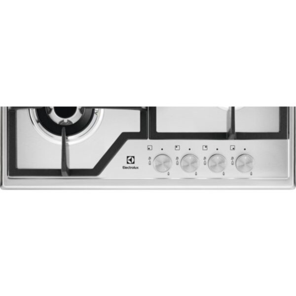 Plita incorporabila Electrolux KGS6436SX, Gaz, 4 Arzatoare, WOK, Gratare fonta, 60 cm, Inox