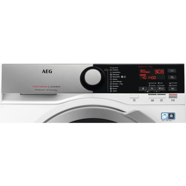 Masina de spalat rufe AEG L7FEE68S, 8 kg, 1600 rpm, A+++ -30%, Program Abur, Blocare copii, Display, Alb