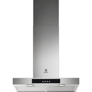 Hota semineu dreapta Electrolux LFT426X, 600 mc/h, Front cu insertie de sticla, 1 motor, 3 viteze, Filtre de aluminiu lavabile, Filtru de carbon inclus, Latime 60 cm, Inox