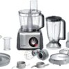 Robot de bucatarie Bosch MC812M844, 1250 W, Functie Pulse, Viteza variabila, Vas 3.9 L, Blender 1.5 L, Presa citrice, Discuri feliere, Tel, Negru/Inox