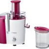 Storcator de fructe si legume Bosch MES25C0, 700 W, 2 Viteze, Drip Stop, Rosu/Alb