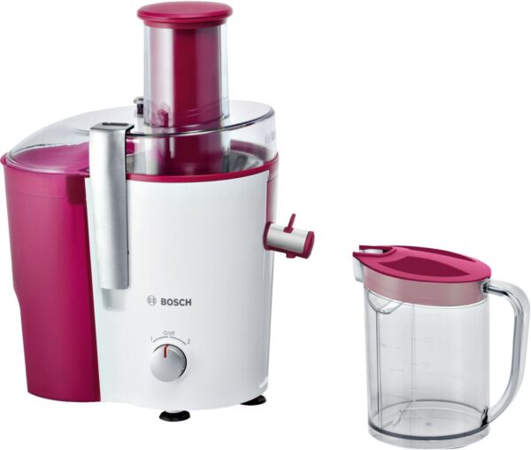 Storcator de fructe si legume Bosch MES25C0, 700 W, 2 Viteze, Drip Stop, Rosu/Alb