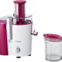 Storcator de fructe si legume Bosch MES25C0, 700 W, 2 Viteze, Drip Stop, Rosu/Alb